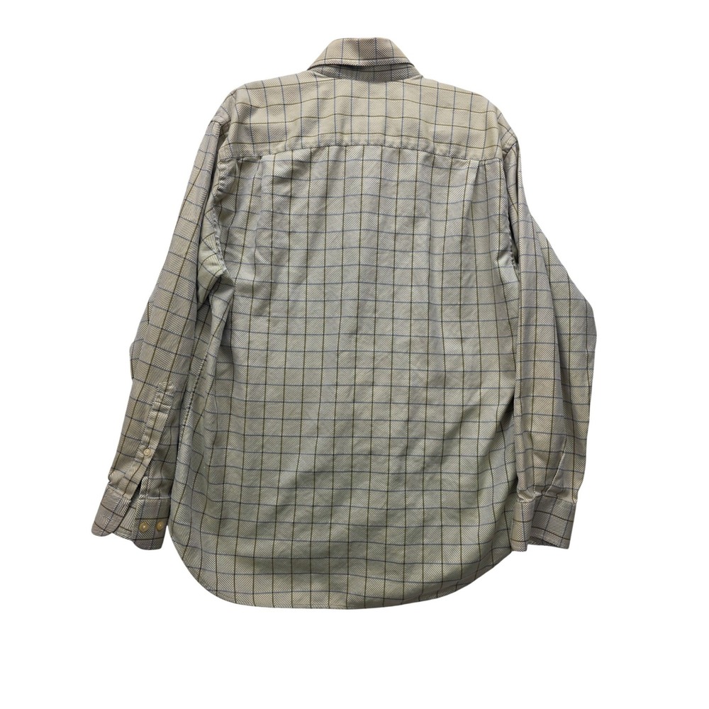Robert Talbott Mens Large Tan Green Check Herringbone Button Down Shirt L Turkey - Picture 2 of 6